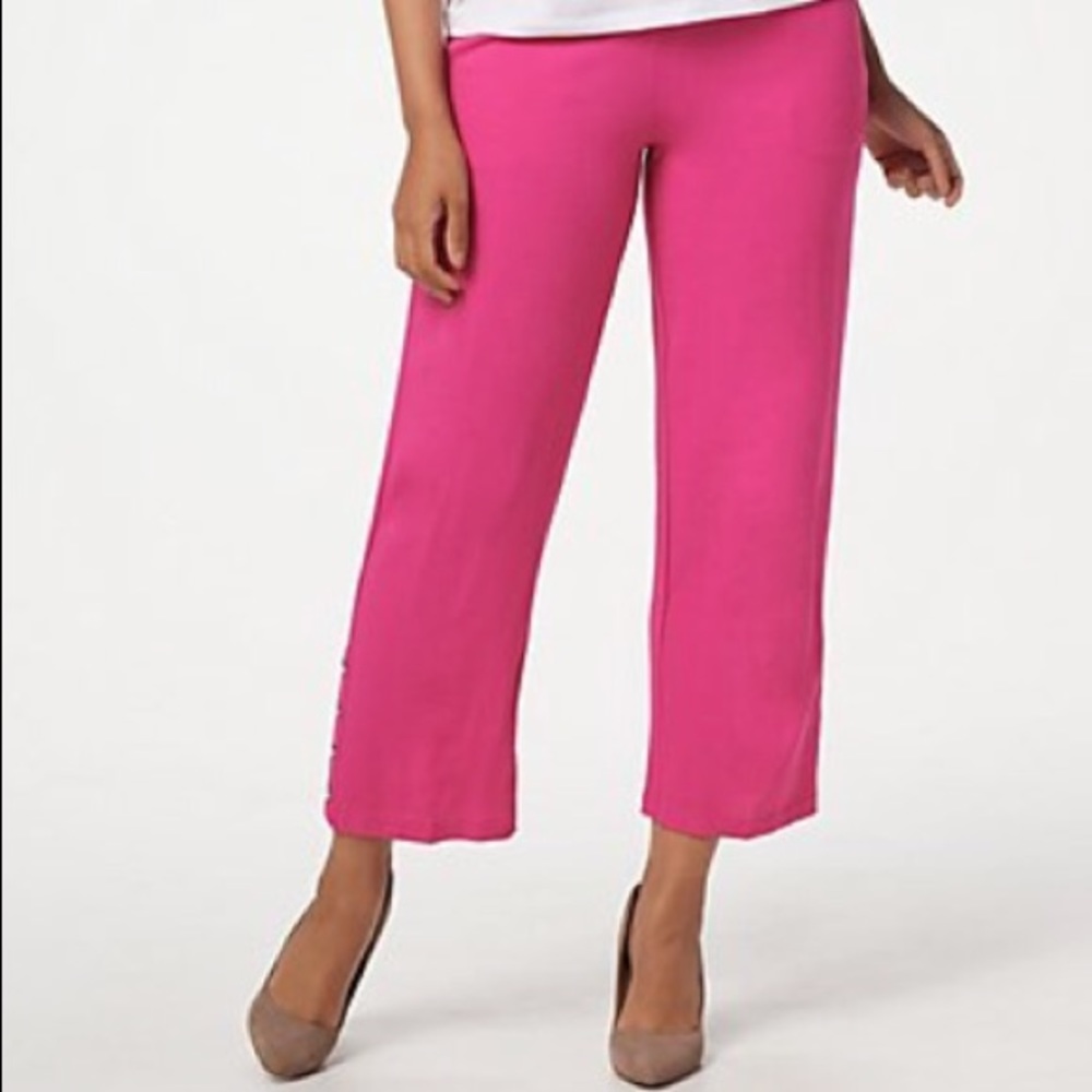 Linea Louis Dell’Olio crepe crop pants studs pink